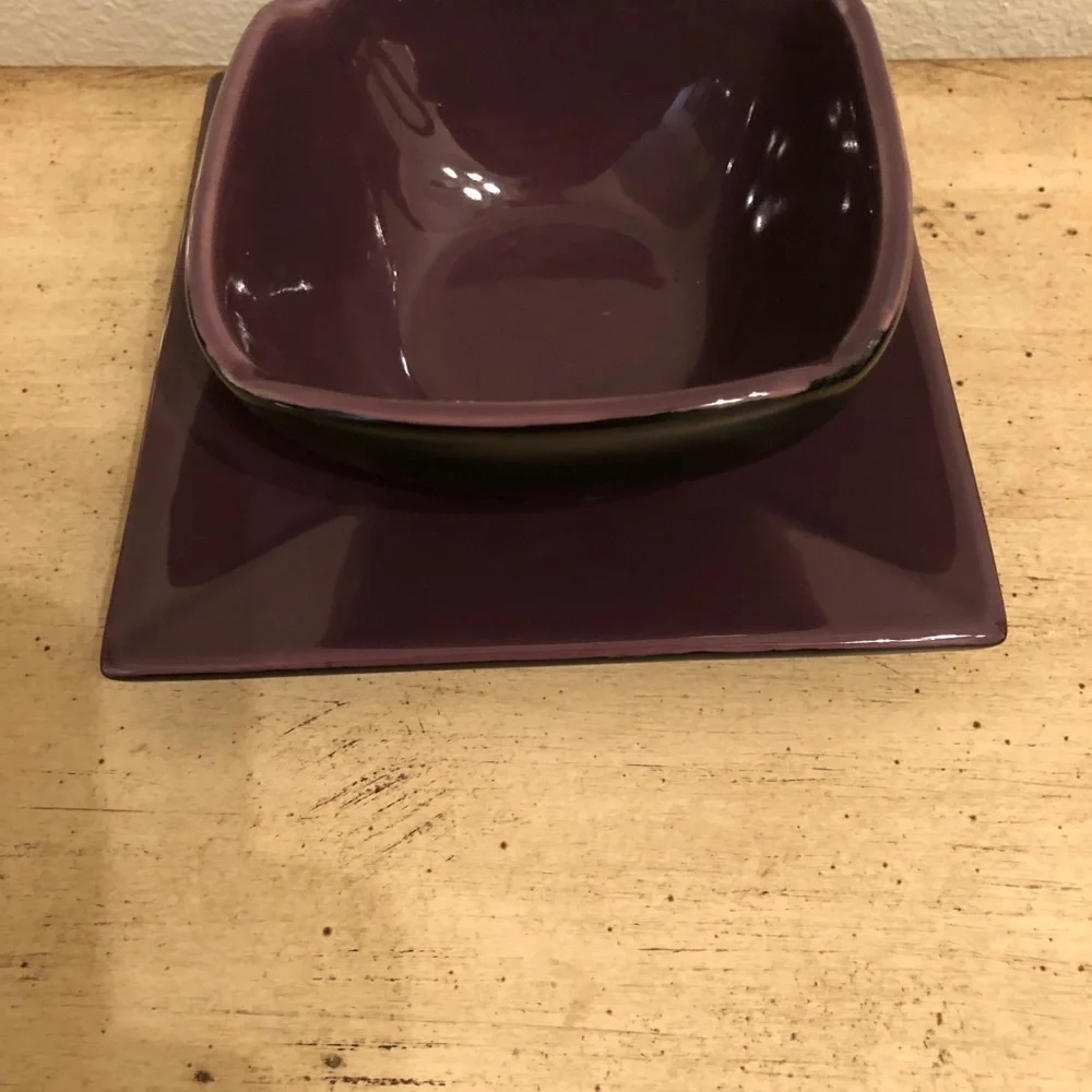 PartyLite Zen Purple Candle Holder and Plate Mint Condition